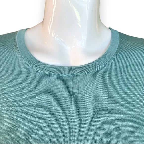 APPLESEED’S SILK BLEND TEAL CREW NECK SWEATER. WOMEN’S SIZE MEDIUM - Picture 5 of 7